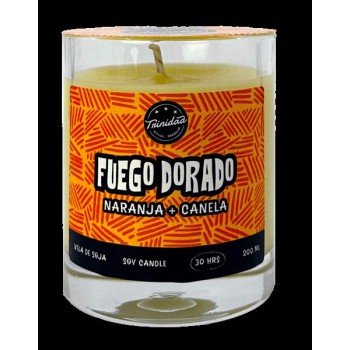 VELA VASO FUEGO DORADO 200...